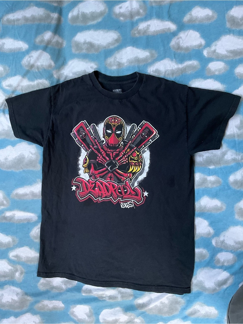 Marvel Black Logo Tee with Subtle White Print